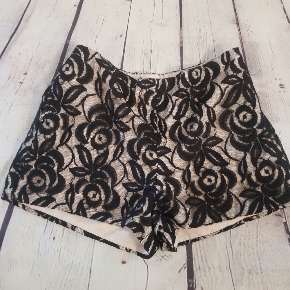 Dessy Collection black lace short size large